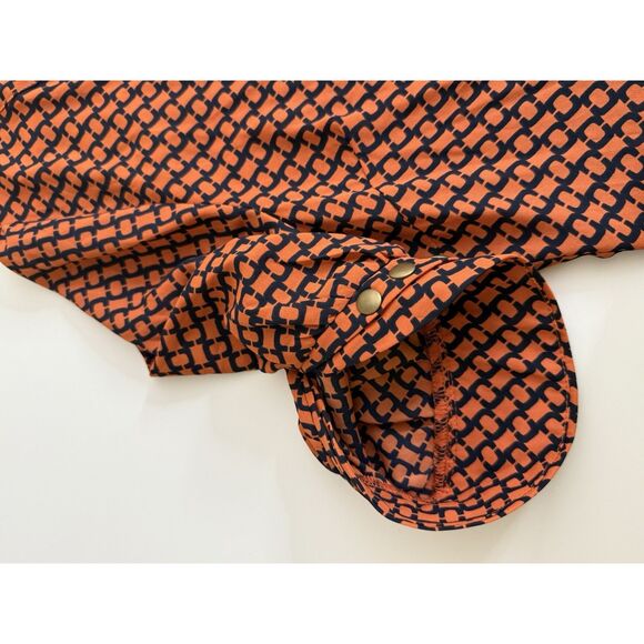 41 Hawthorn Stitch Fix Geometric Print Top Pintuck Pleat Studded Size M Orange - Picture 8 of 11
